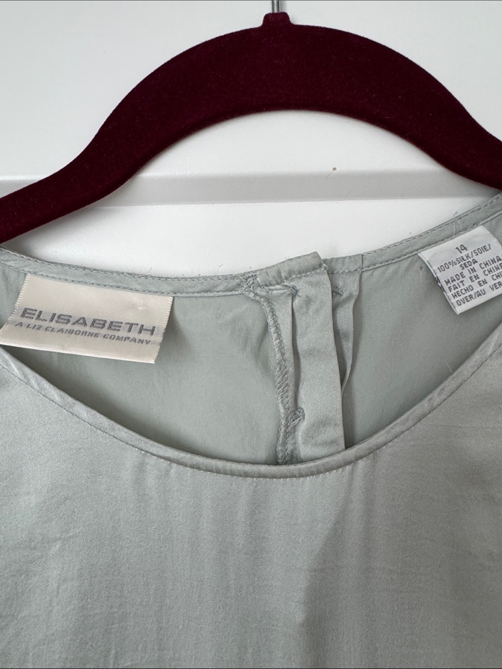 Liz Claiborne Long Sleeve Silk Shirt in Light Mint Green - Picture 2 of 13